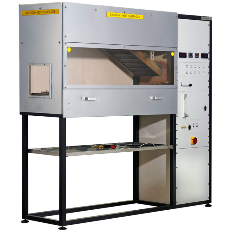 Evaluate the flammability and flame propagation characteristics of thermal insulation when exposed to a radiant heat source